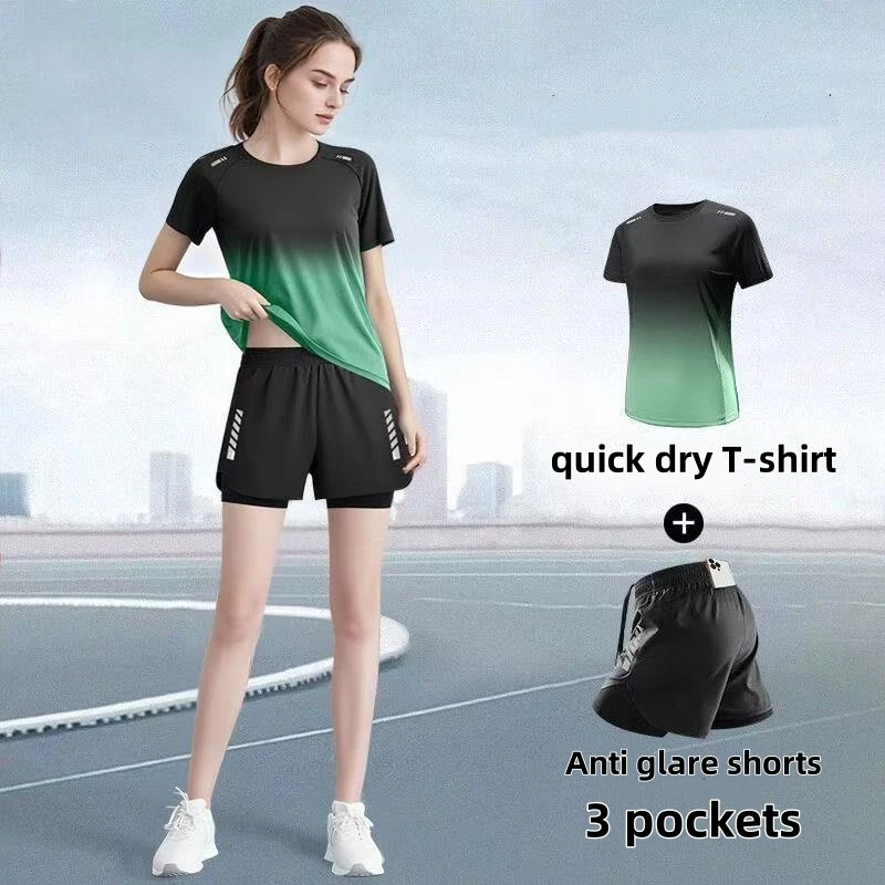 Badminton Jersey - Sportkledingset voor dames, hardloopshorts, T-shirt, yogakleding,