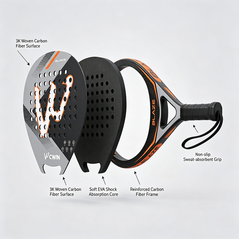 CWIN BLAZE Padel Racket 3K Gew - Badminton Racket Carbon recensie en prijs